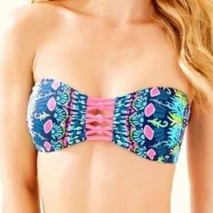 Lilly Pulitzer Sandy Lattice Bandeau Bikini Top in Inky Navy